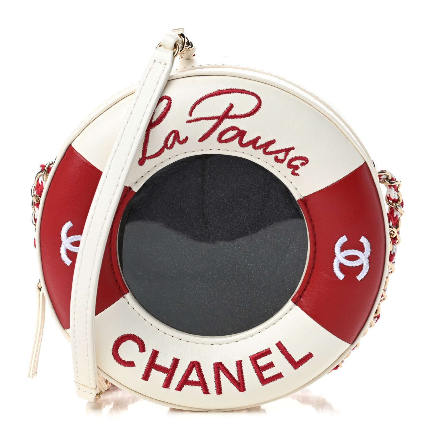 Chanel Lambskin Quilted La Pausa Float Bag White Red 1 of 4