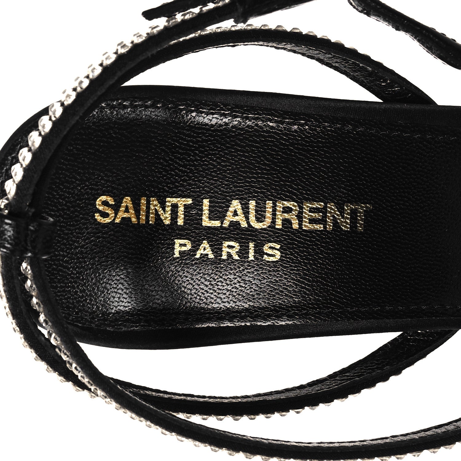 Saint Laurent Satin Crystal Ava 105 Sandals 38.5 Black 7 of 8