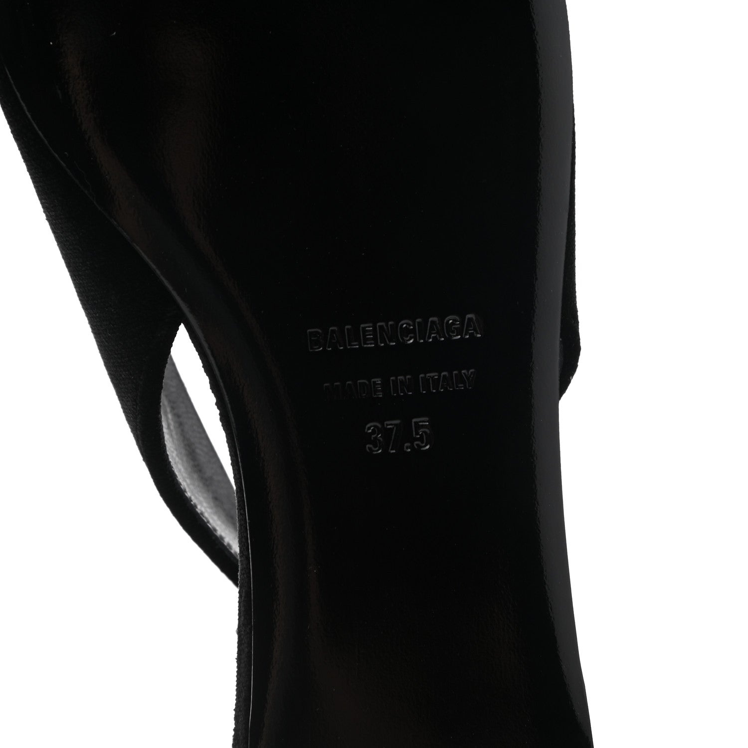 Balenciaga Velvet BB Knife Pointy Toe Slingback Flats 37.5 Black 6 of 8