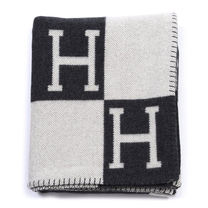 Hermes Wool Cashmere Avalon Blanket Ecru Gris Fonce 1 of 3
