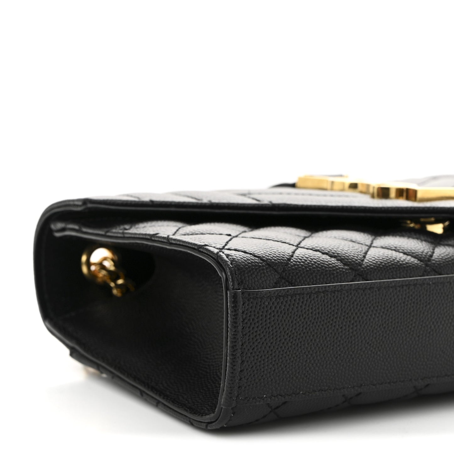 Grain De Poudre Textured Mixed Matelasse Triquilt Small Monogram Satchel Black