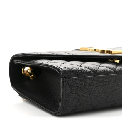 Saint Laurent Grain De Poudre Textured Mixed Matelasse Triquilt Small Monogram Satchel Black 9 of 10