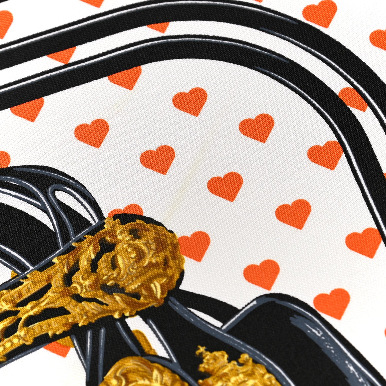 Hermes Silk Brides De Gala Love Pocket Square Black White Orange 5 of 5