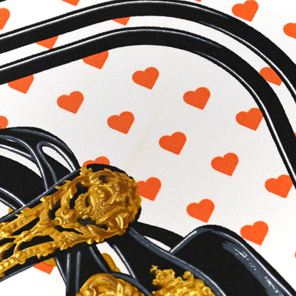 Hermes Silk Brides De Gala Love Pocket Square Black White Orange 5 of 5