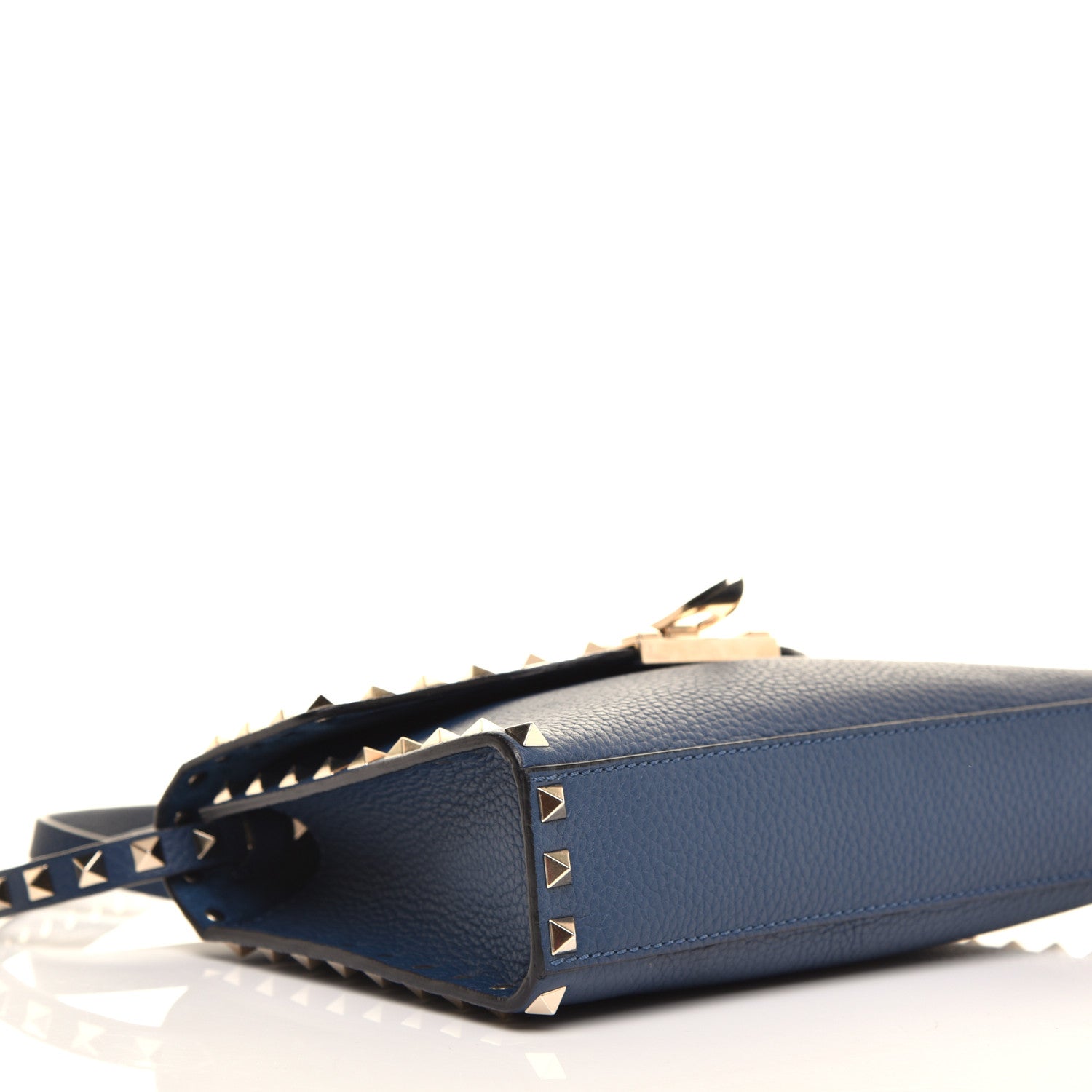 Valentino Garavani Pebbled Calfskin Medium Rockstud Flip Lock Crossbody Bag Peacock 7 of 9