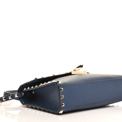 Valentino Garavani Pebbled Calfskin Medium Rockstud Flip Lock Crossbody Bag Peacock 7 of 9