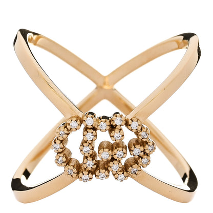 Gucci 18K Yellow Gold Diamond Running G Cross Ring 53 6.5 1 of 6