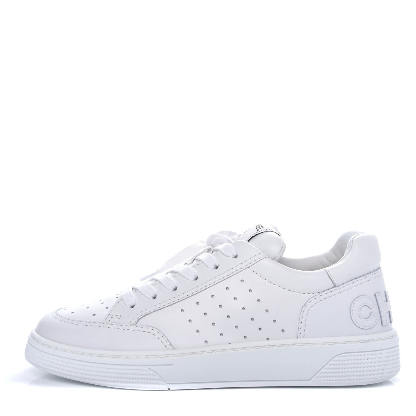 Calfskin Womens Logo Sneakers 40.5 White