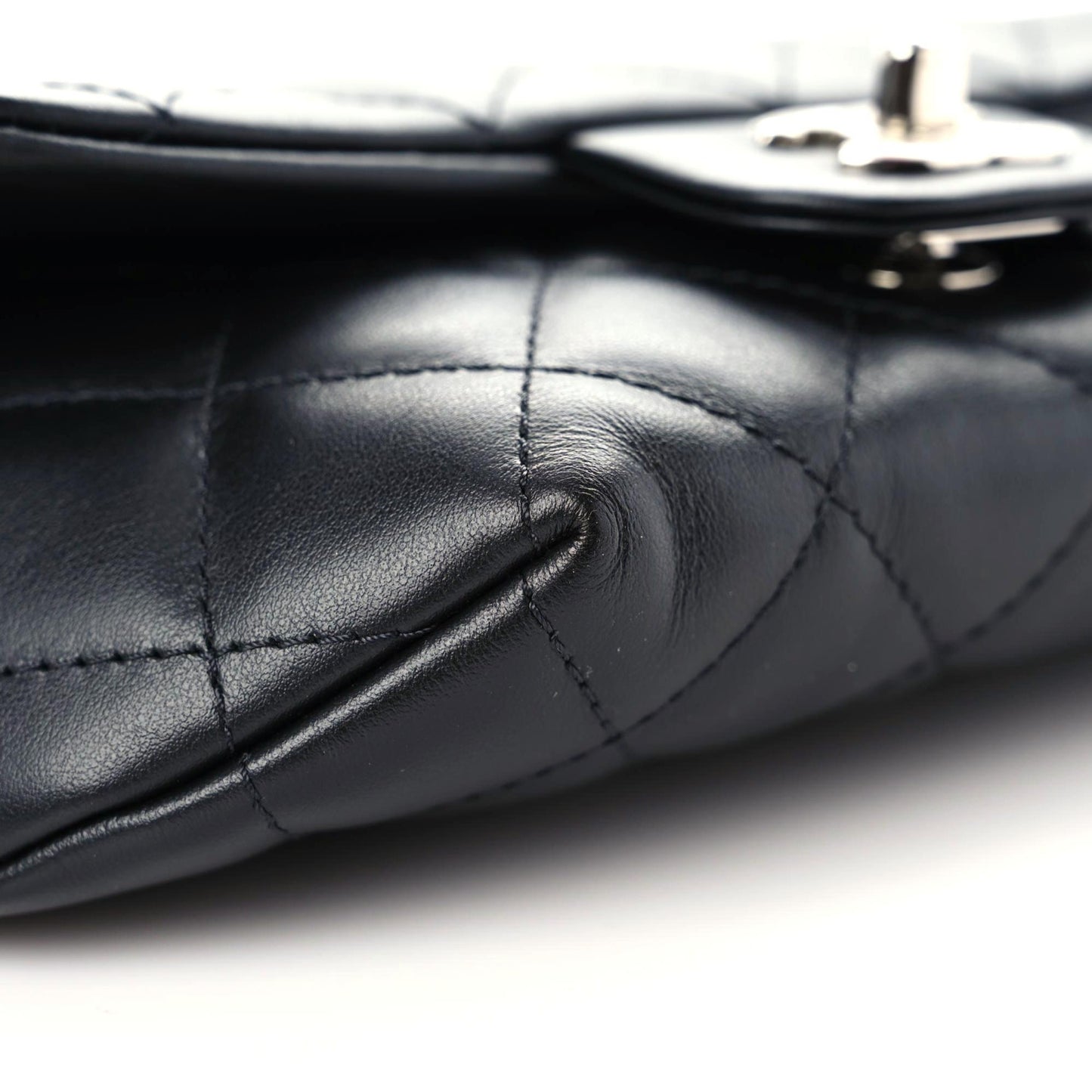 Calfskin Quilted CC Uniform Flap Belt Bag Black