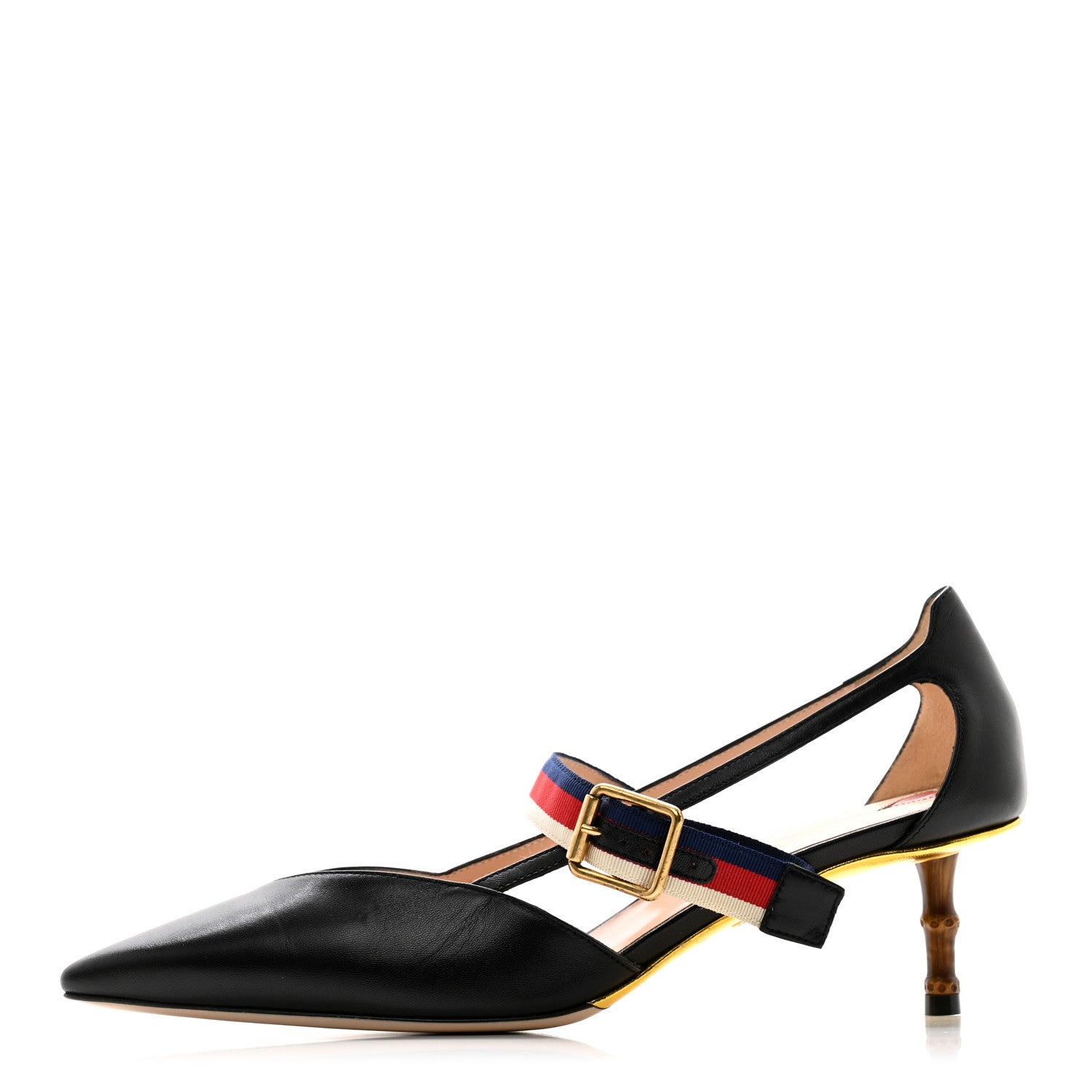 Gucci Malaga Kid Grosgrain Sylvie Web Bamboo Low Heel Pumps 40 Black 1 of 12