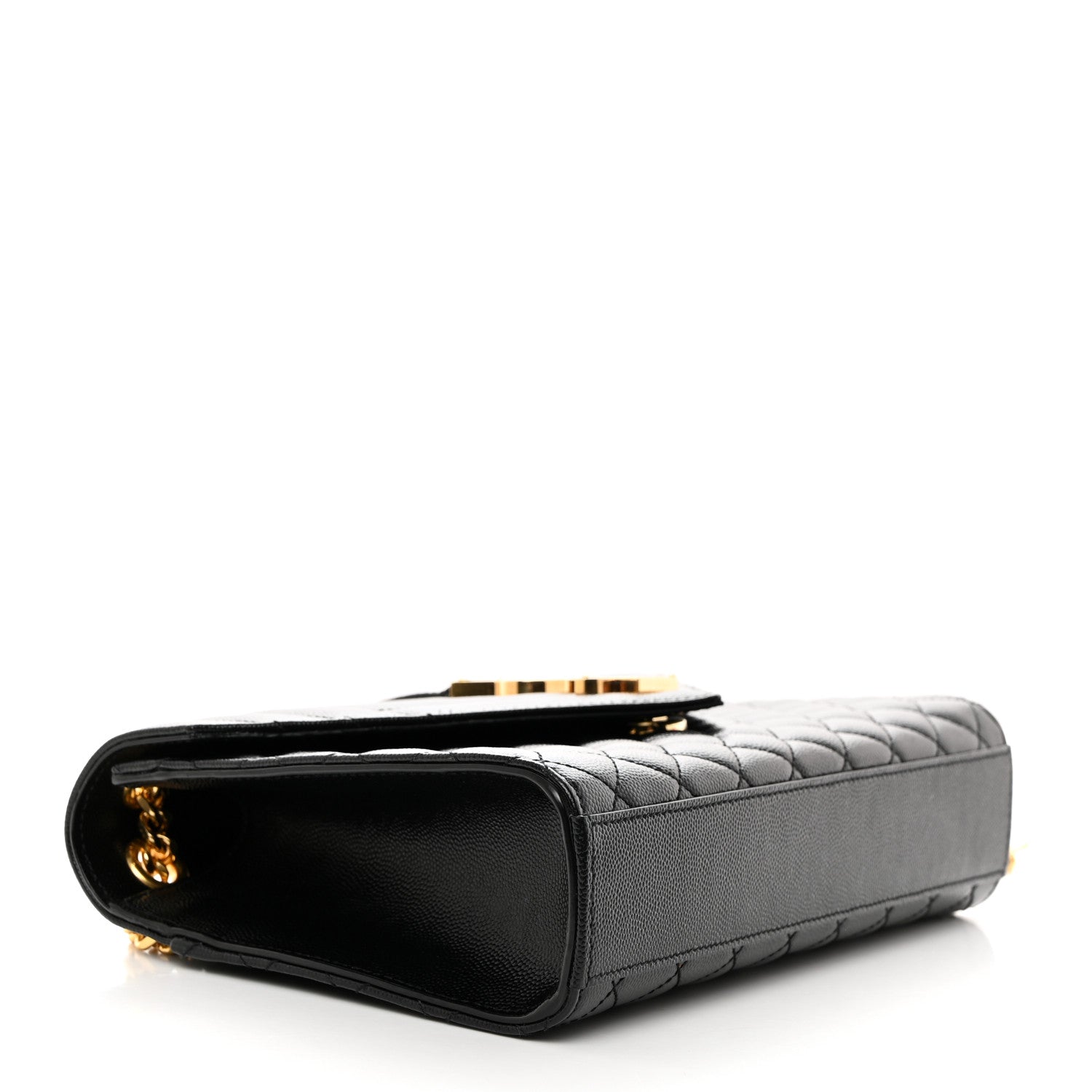 Saint Laurent Grain De Poudre Textured Mixed Matelasse Triquilt Medium Monogram Satchel Black 4 of 11