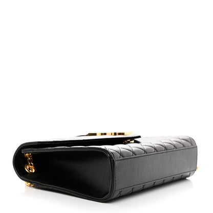 Saint Laurent Grain De Poudre Textured Mixed Matelasse Triquilt Medium Monogram Satchel Black 4 of 11
