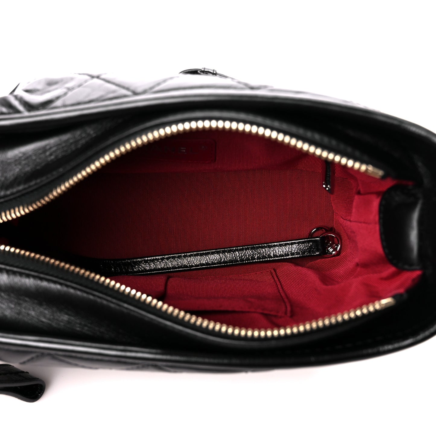 Aged Calfskin Quilted Small Gabrielle Hobo Black
