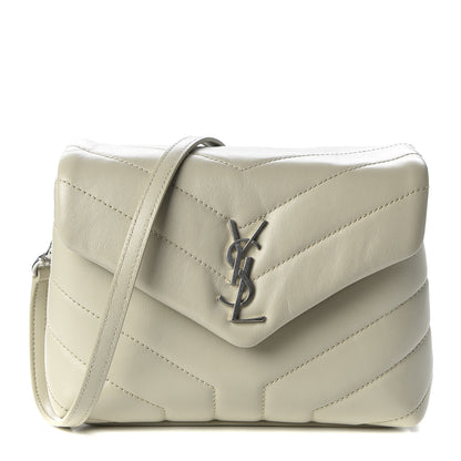 Saint Laurent Calfskin Y Quilted Monogram Toy Loulou Crossbody Bag Ivory 1 of 10
