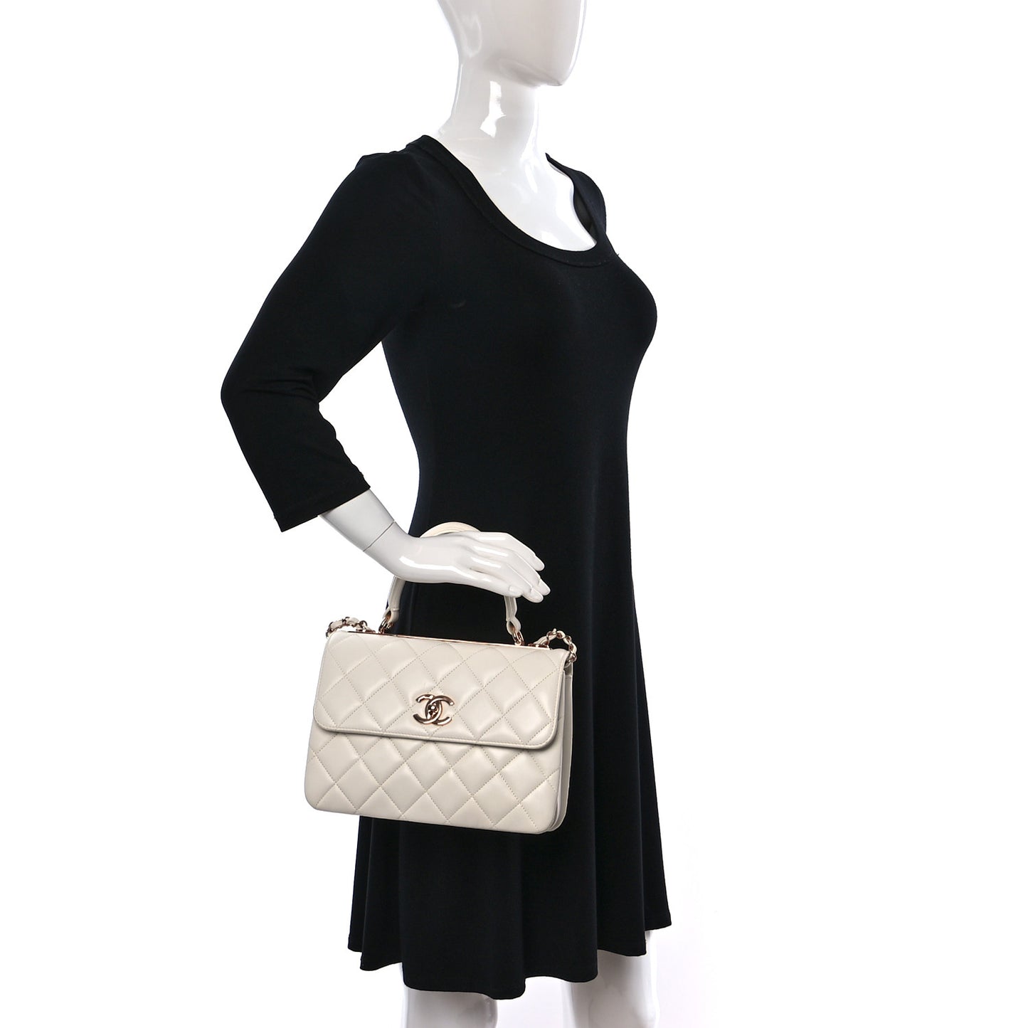 Lambskin Quilted Small Trendy CC Dual Handle Flap Bag White