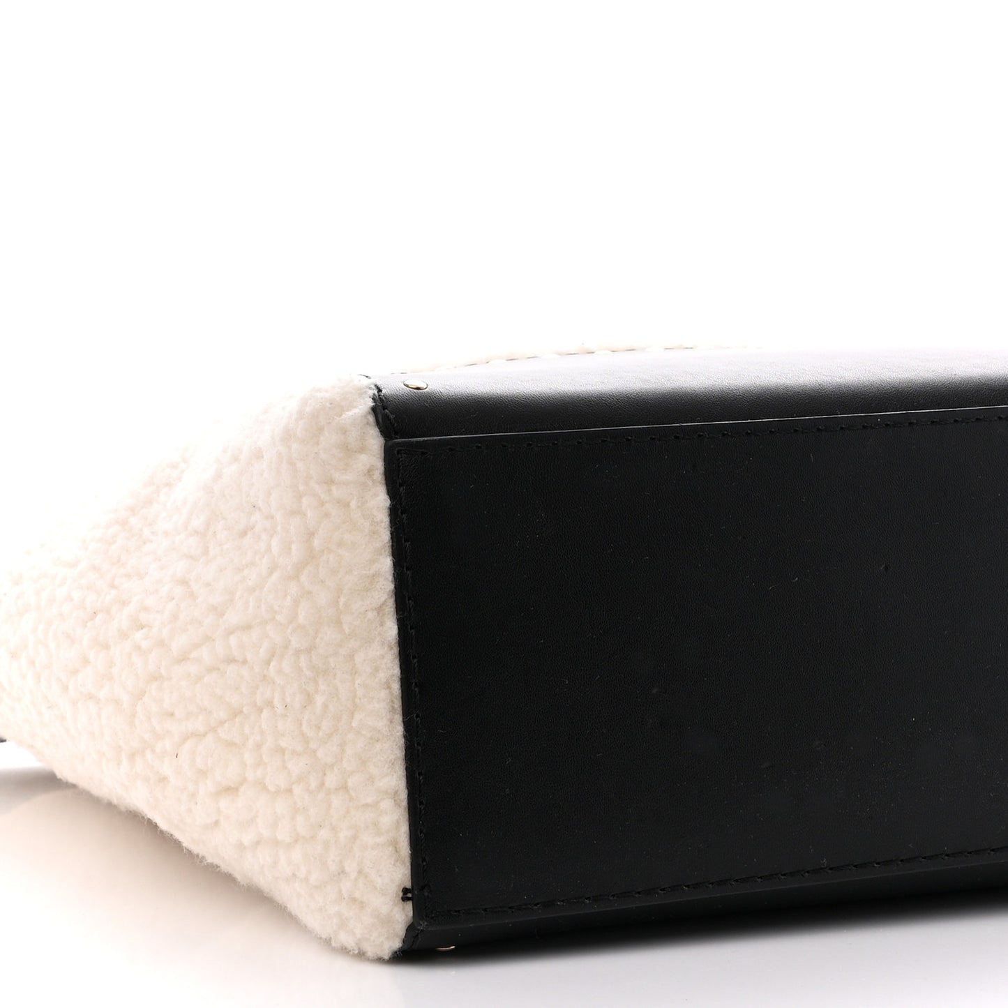 Eco Alter Nappa Shearling Popper Bucket Bag Black White
