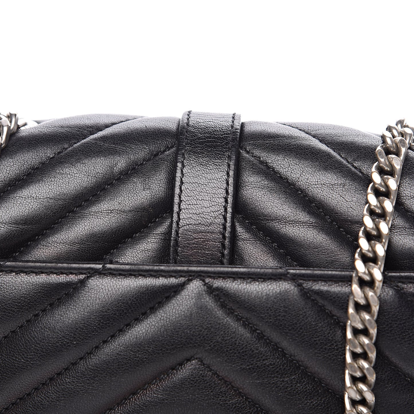 Grained Calfskin Matelasse Chevron Monogram Classic Baby Chain Bag Black