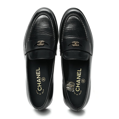 Chanel Shiny Calfskin CC Moccasin Loafers 36 Black 2 of 10