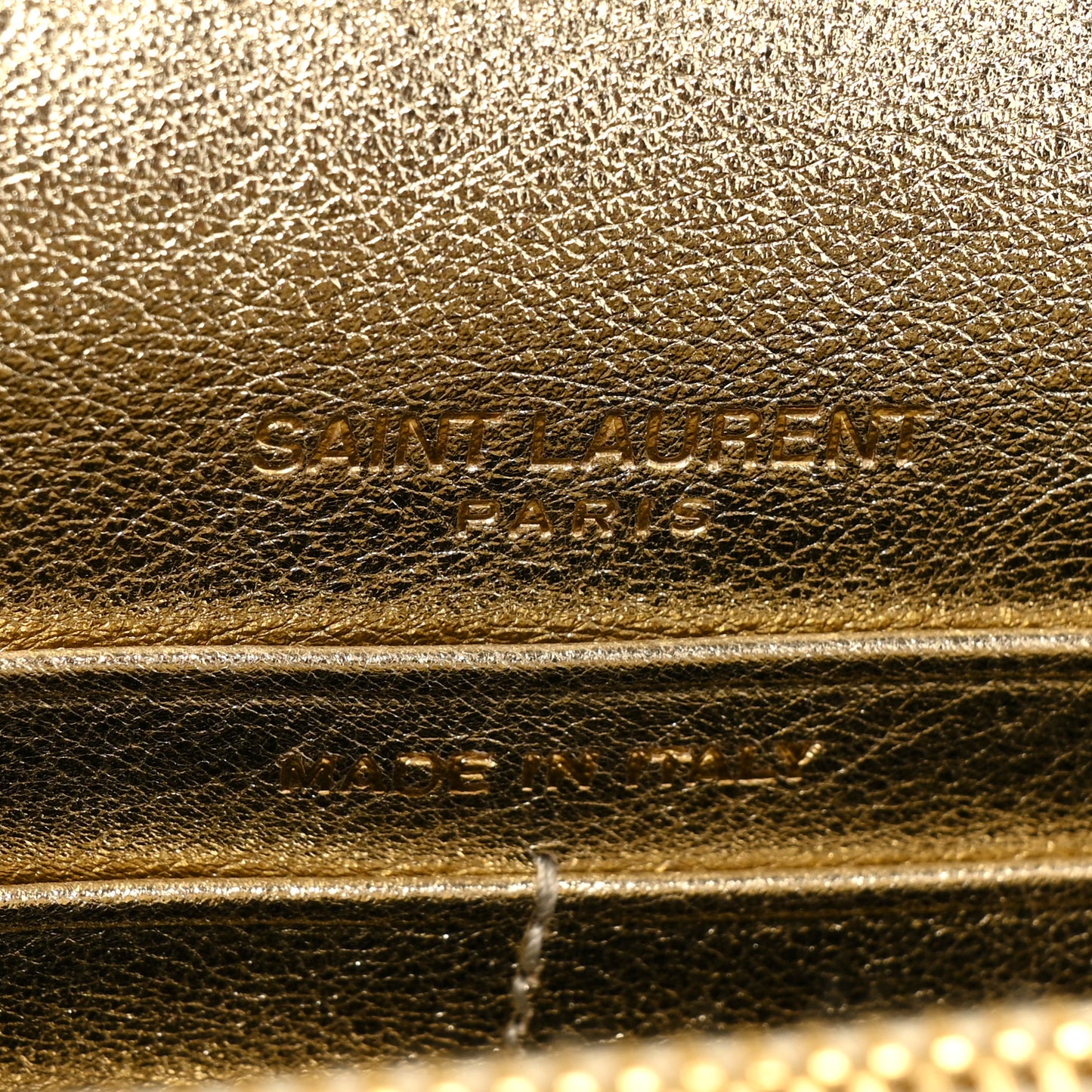 Metallic Calfskin Monogram Envelope Chain Wallet Gold