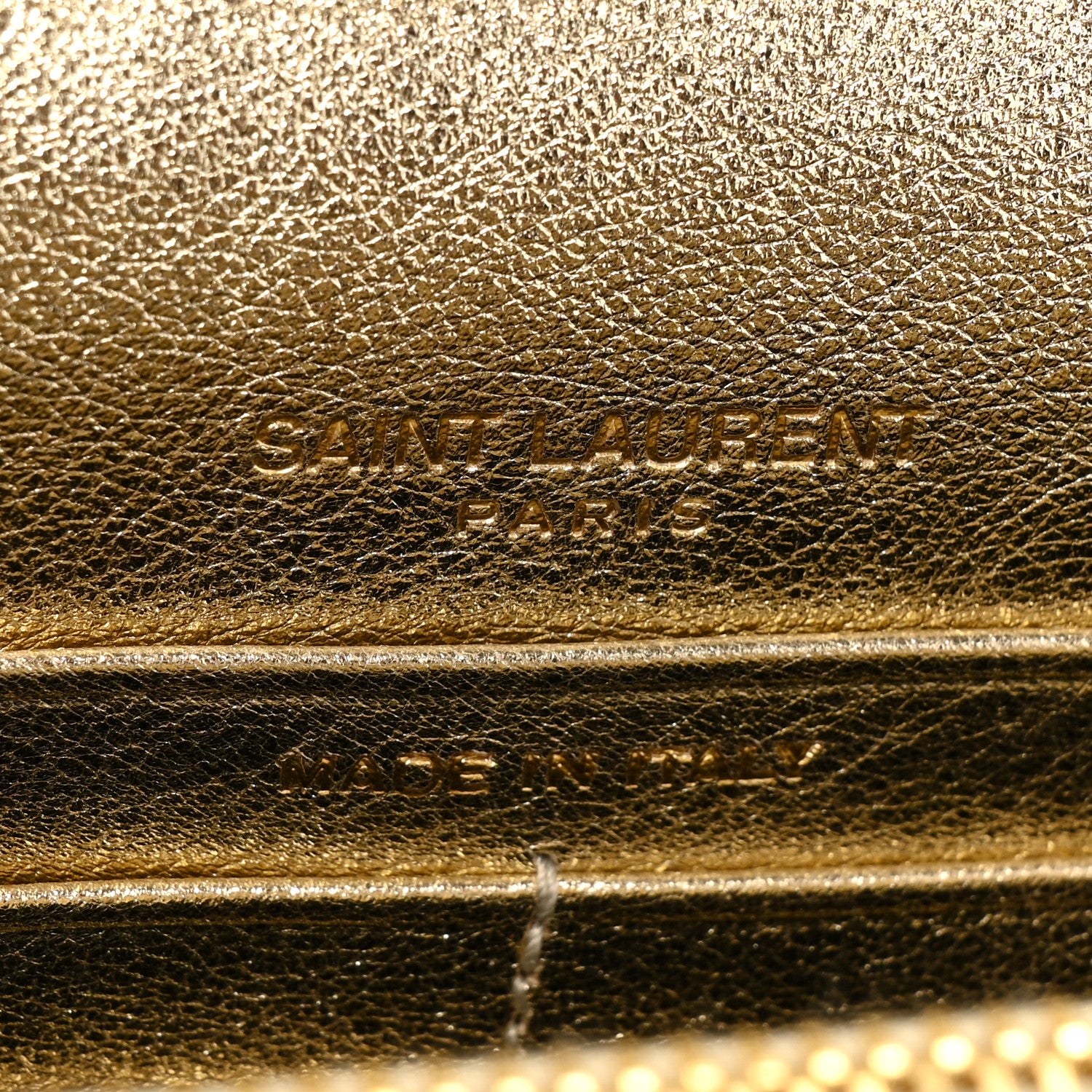 Saint Laurent Metallic Calfskin Monogram Envelope Chain Wallet Gold 8 of 16