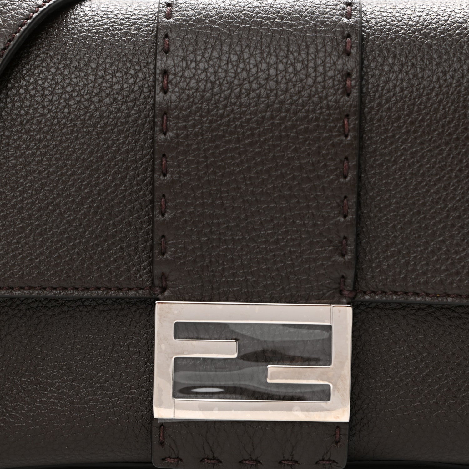 Fendi Calfskin Romano Selleria Belt Baguette Bag Ebano 9 of 11