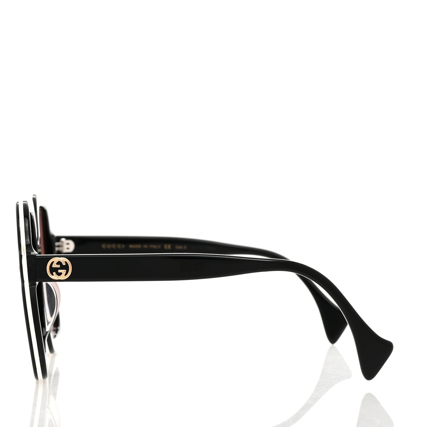 Gucci Acetate Round Frame Sunglasses GG1240S Black White 3 of 8