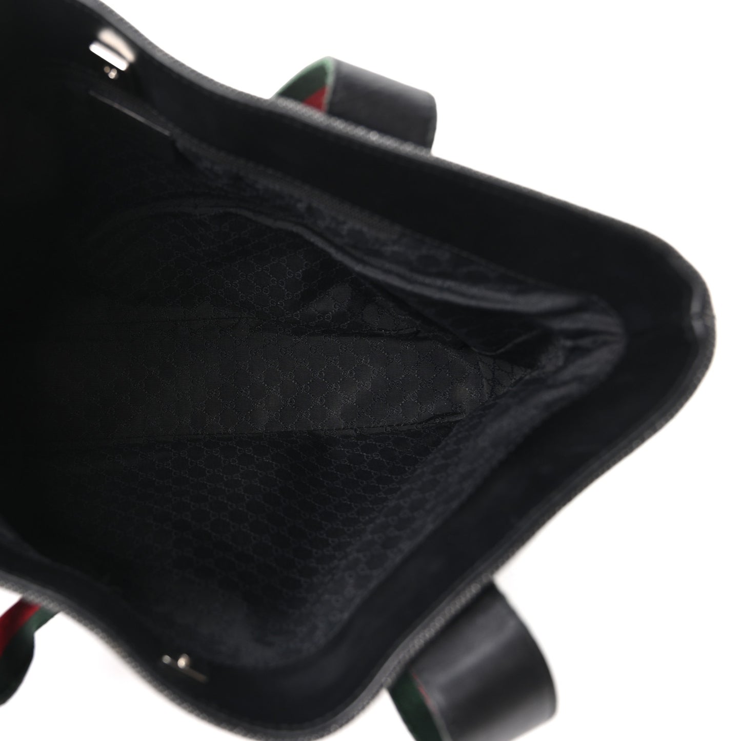 Denim Calfskin Web Tote Black