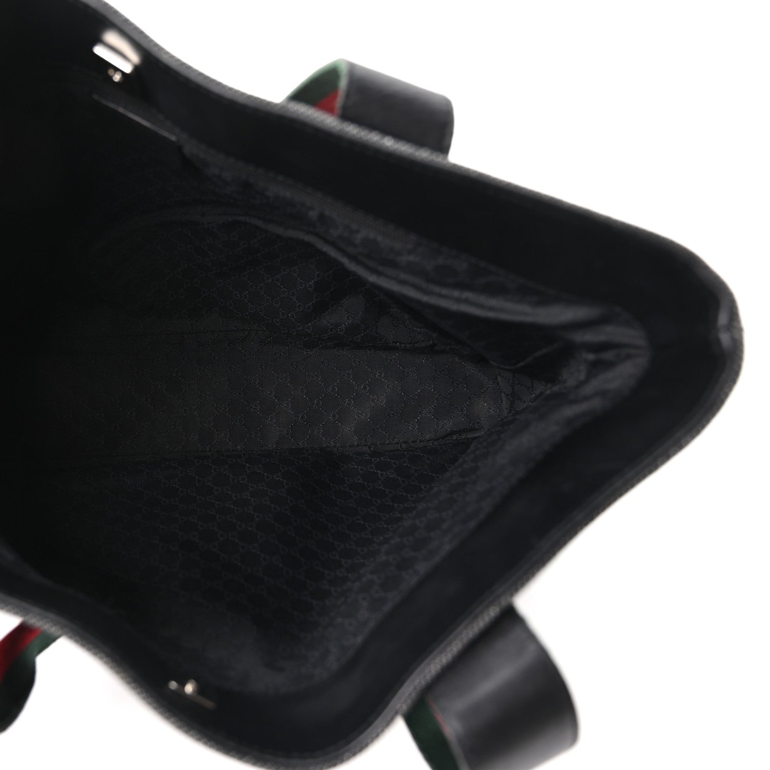 Gucci Denim Calfskin Web Tote Black 5 of 10