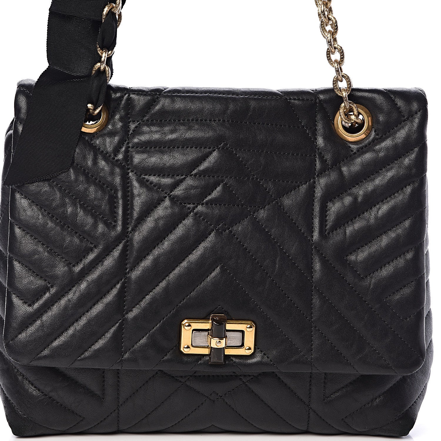 Lanvin Lambskin Quilted Medium Happy Shoulder Bag Black 7 of 9