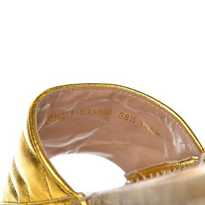 Gucci Metallic Nappa Matelasse GG Marmont Espadrille Slide Sandals 38.5 Oro 7 of 12
