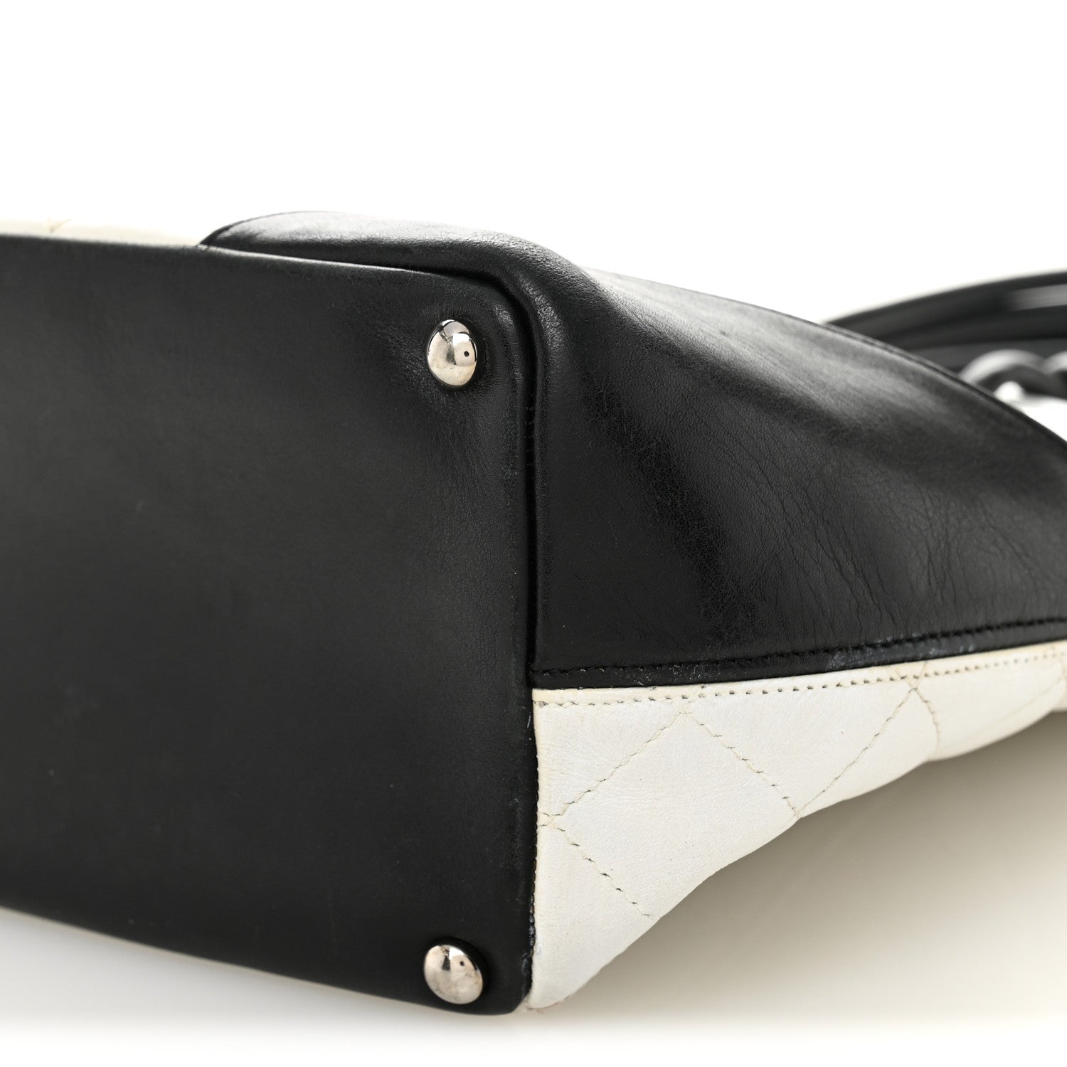 Chanel Calfskin Quilted Medium Cambon Tote White Black 10 of 15