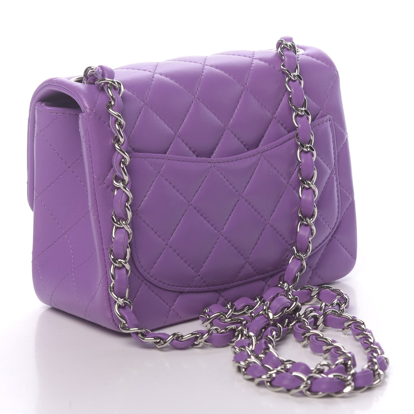 Lambskin Quilted Mini Square Flap Dark Purple