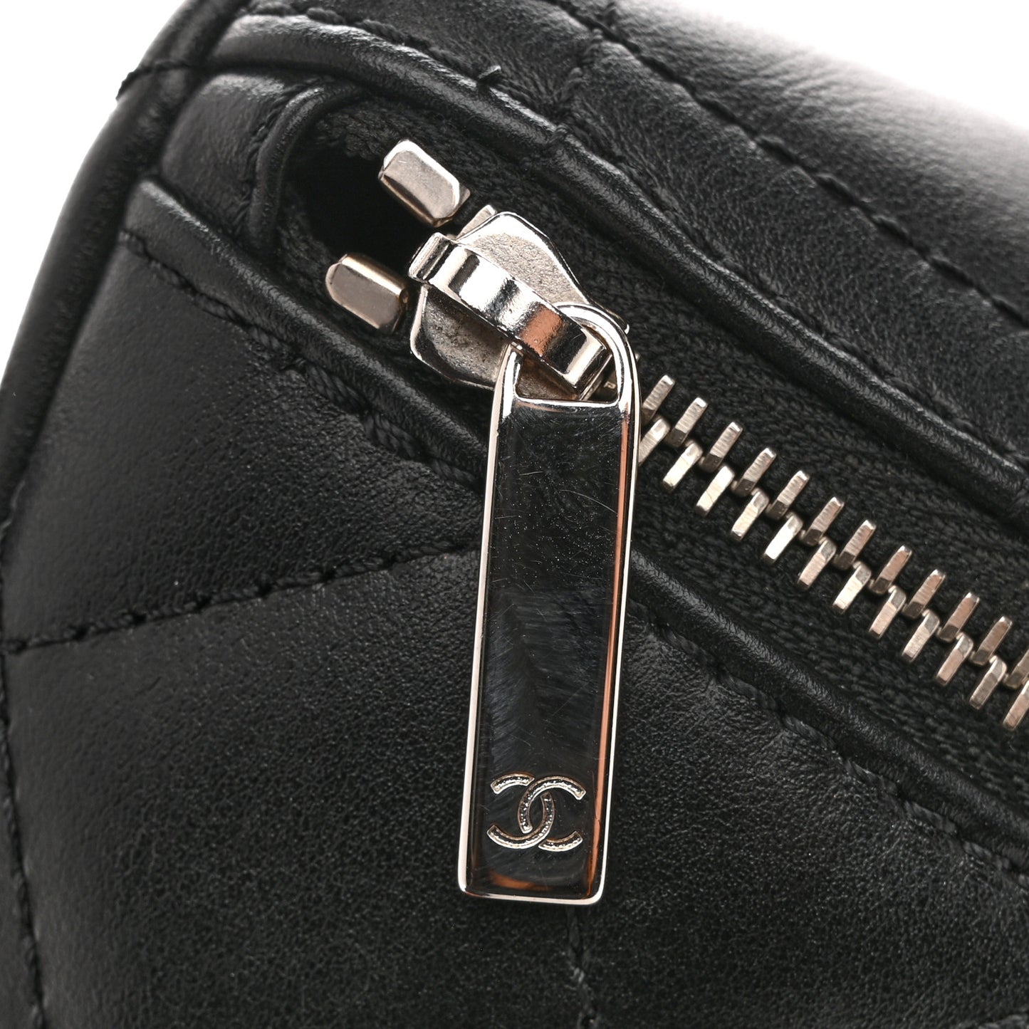 Lambskin Quilted Waist Belt Bag Black
