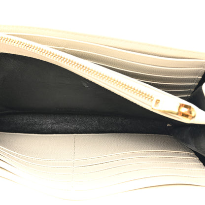 Saint Laurent Grain De Poudre Matelasse Chevron Monogram Chain Wallet Crema Soft 6 of 18