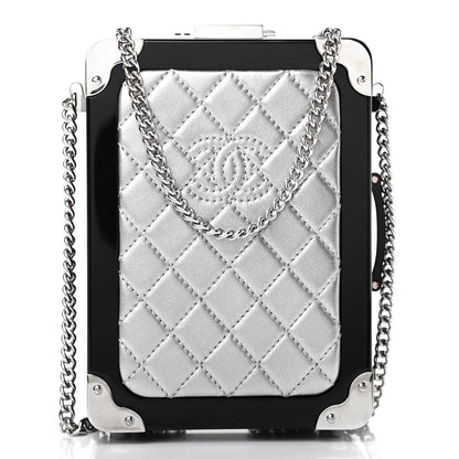 Chanel Plexiglass Metallic Lambskin Evening In The Air Mini Trolley Minaudiere Clutch Black Silver 1 of 9