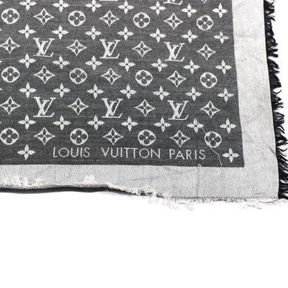 Louis Vuitton Silk Wool Monogram Denim Shawl Black 3 of 4
