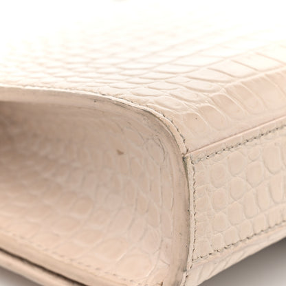 Saint Laurent Calfskin Crocodile Embossed Small Classic Monogram Kate Tassel Satchel Crema Soft 17 of 21
