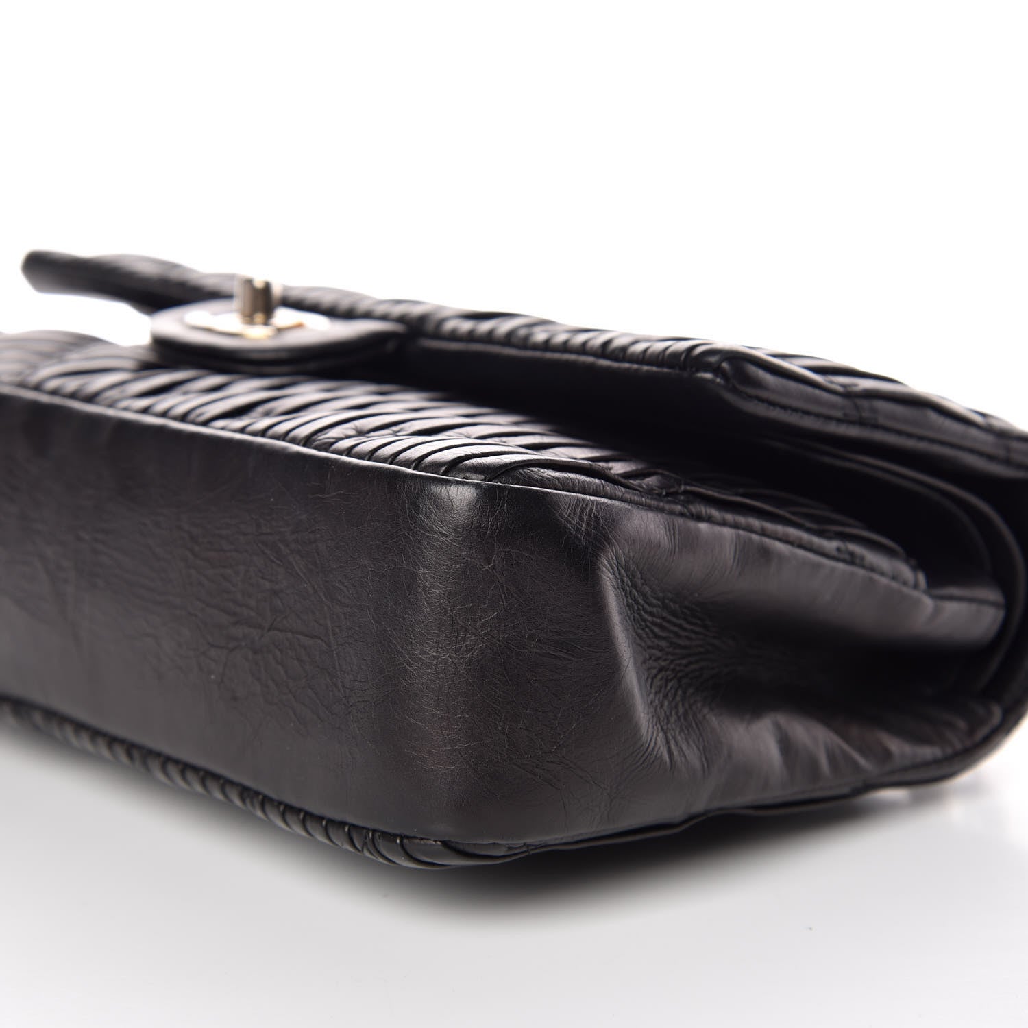 Chanel Calfskin Coco Pleats Medium Double Flap Black 9 of 9