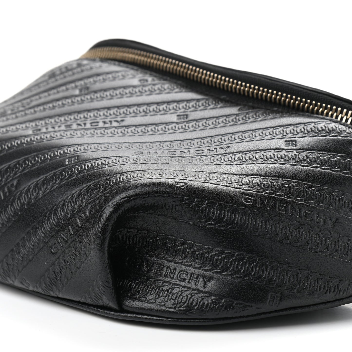 Calfskin Chain Embossed Bond Belt Bag Black