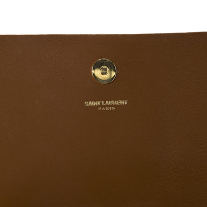 Saint Laurent Suede Cassandre Tassel Clutch Tan 10 of 12