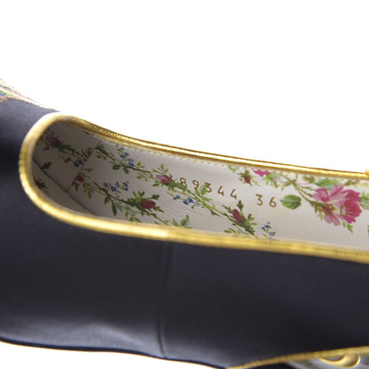 Gucci Satin Embroidered Dragon Caspar Pumps 36 Black 8 of 9