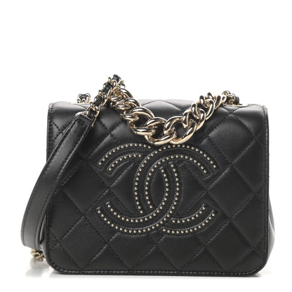 Chanel Lambskin Quilted Studded Beauty Begins Flap Black 1 of 11