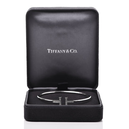 Tiffany 18K White Gold Diamond T Wire Bracelet 7 of 7