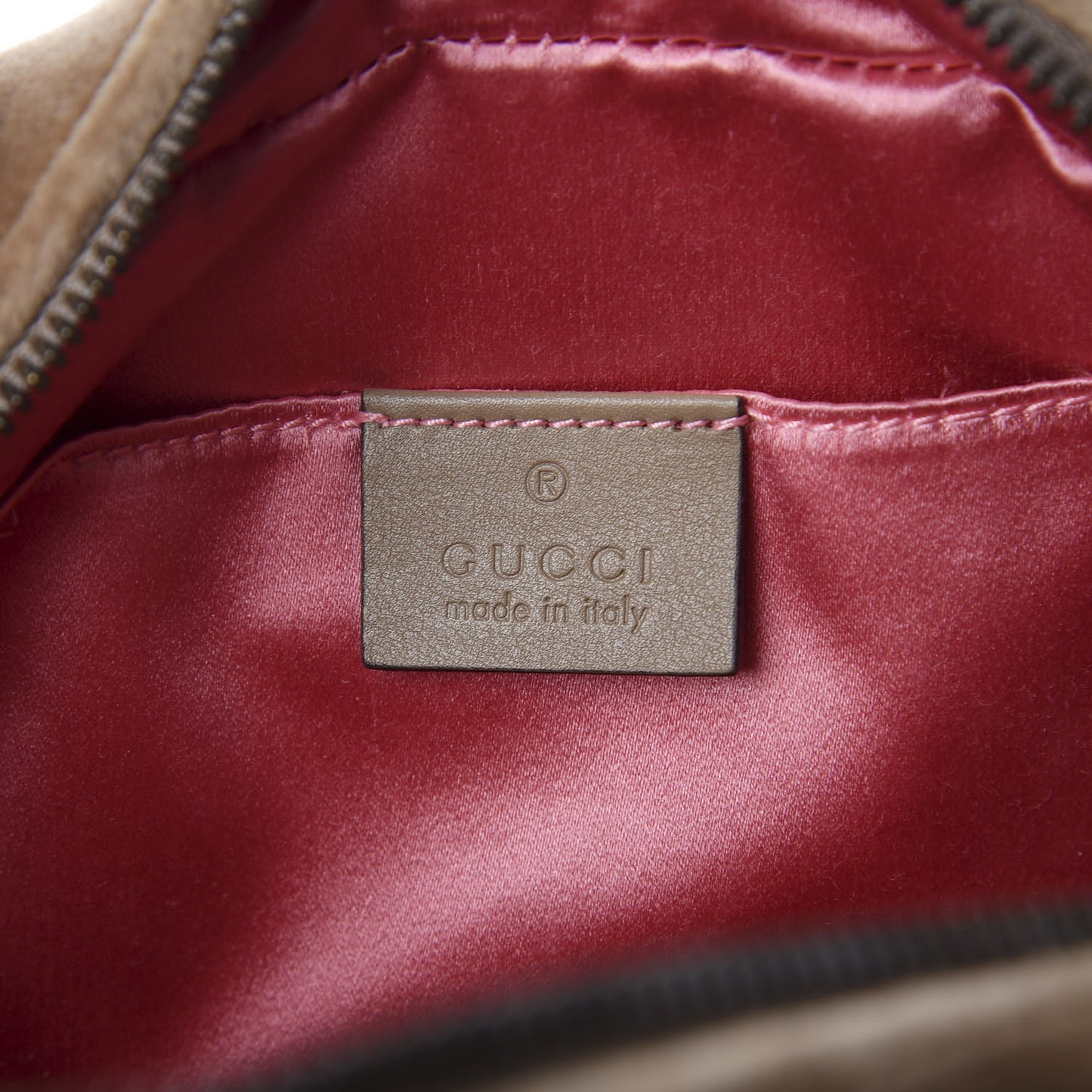 Velvet Matelasse Small GG Marmont Chain Shoulder Bag Taupe