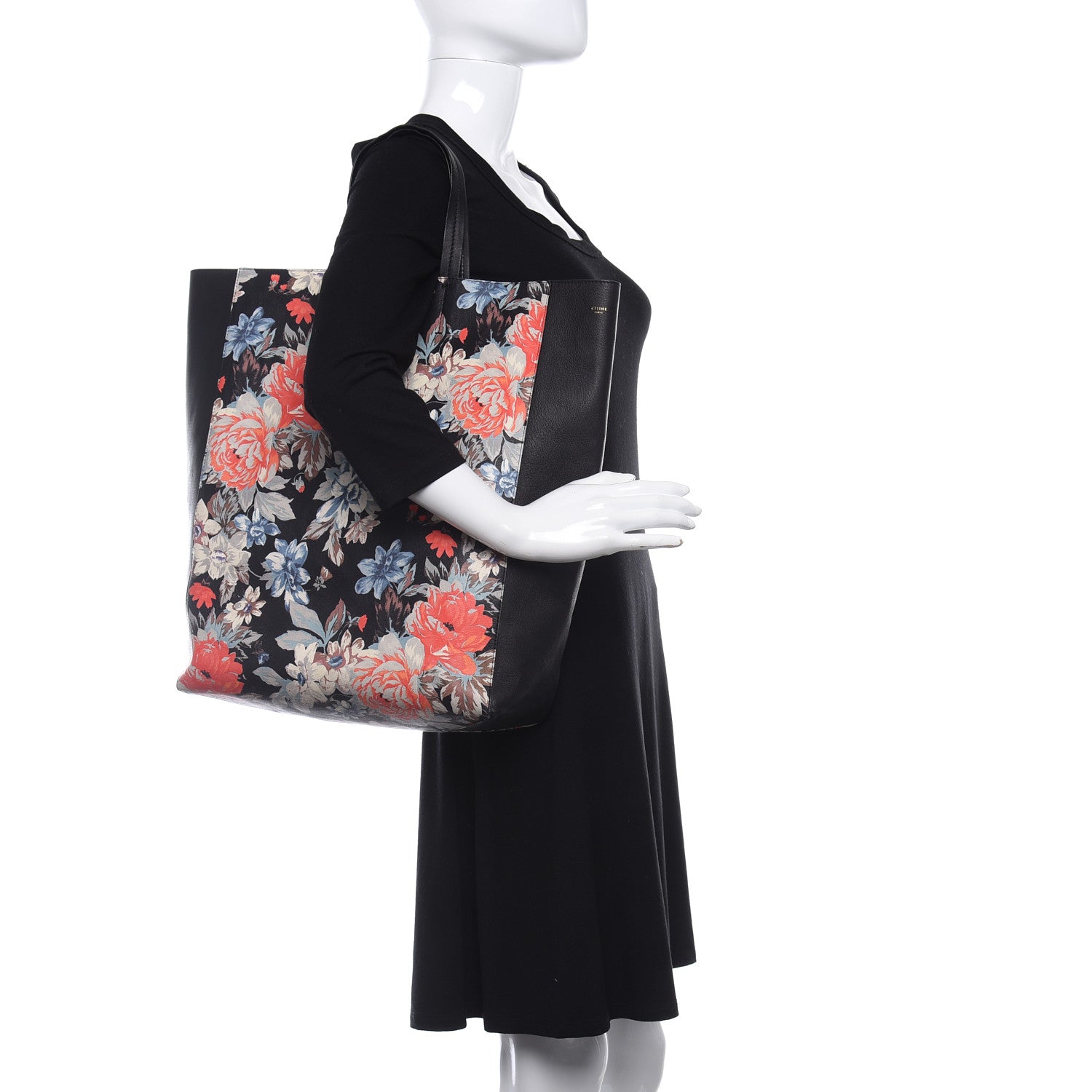 Celine Lambskin Floral Printed Vertical Cabas Potiron 3 of 12