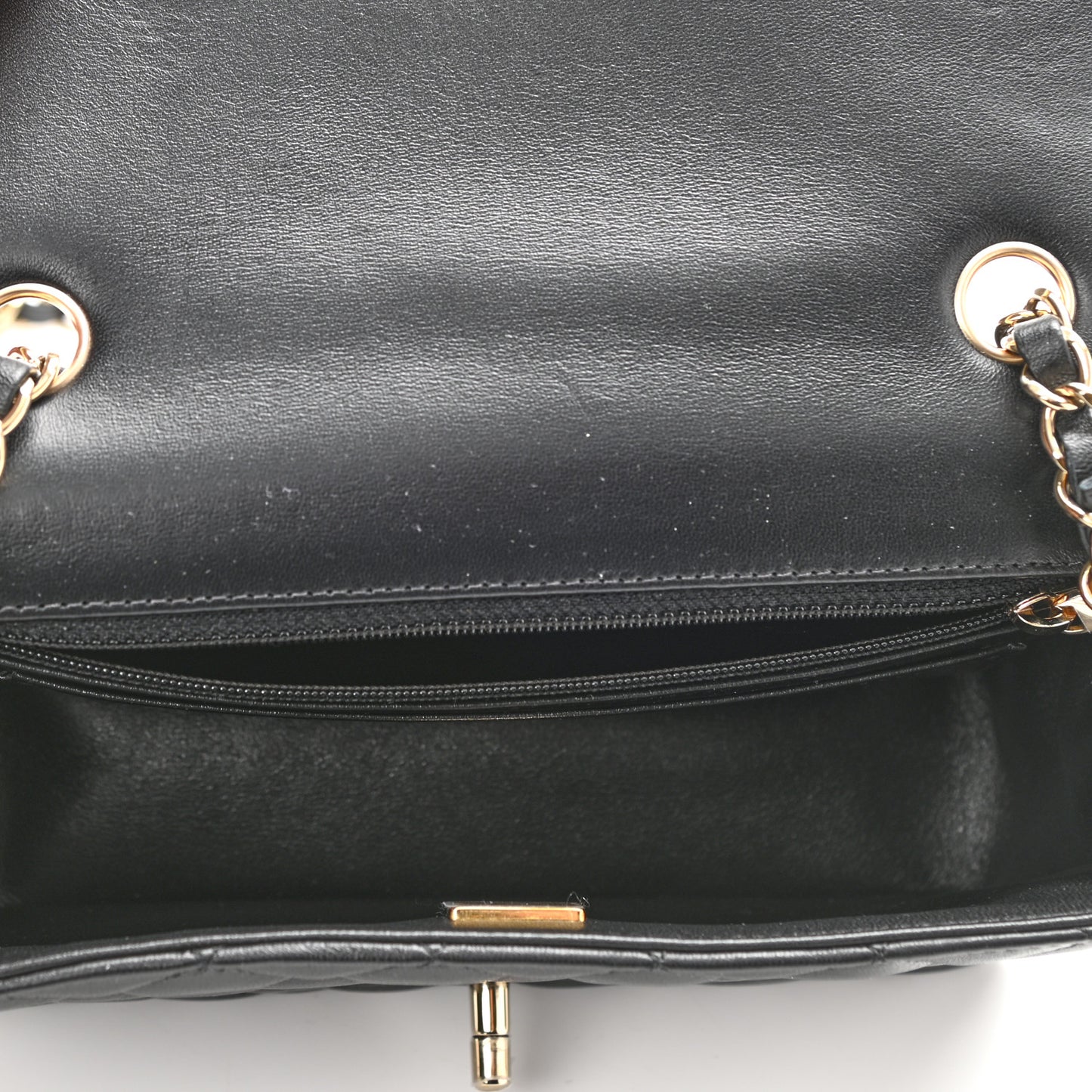 Lambskin Quilted Mini Rectangular Flap Black