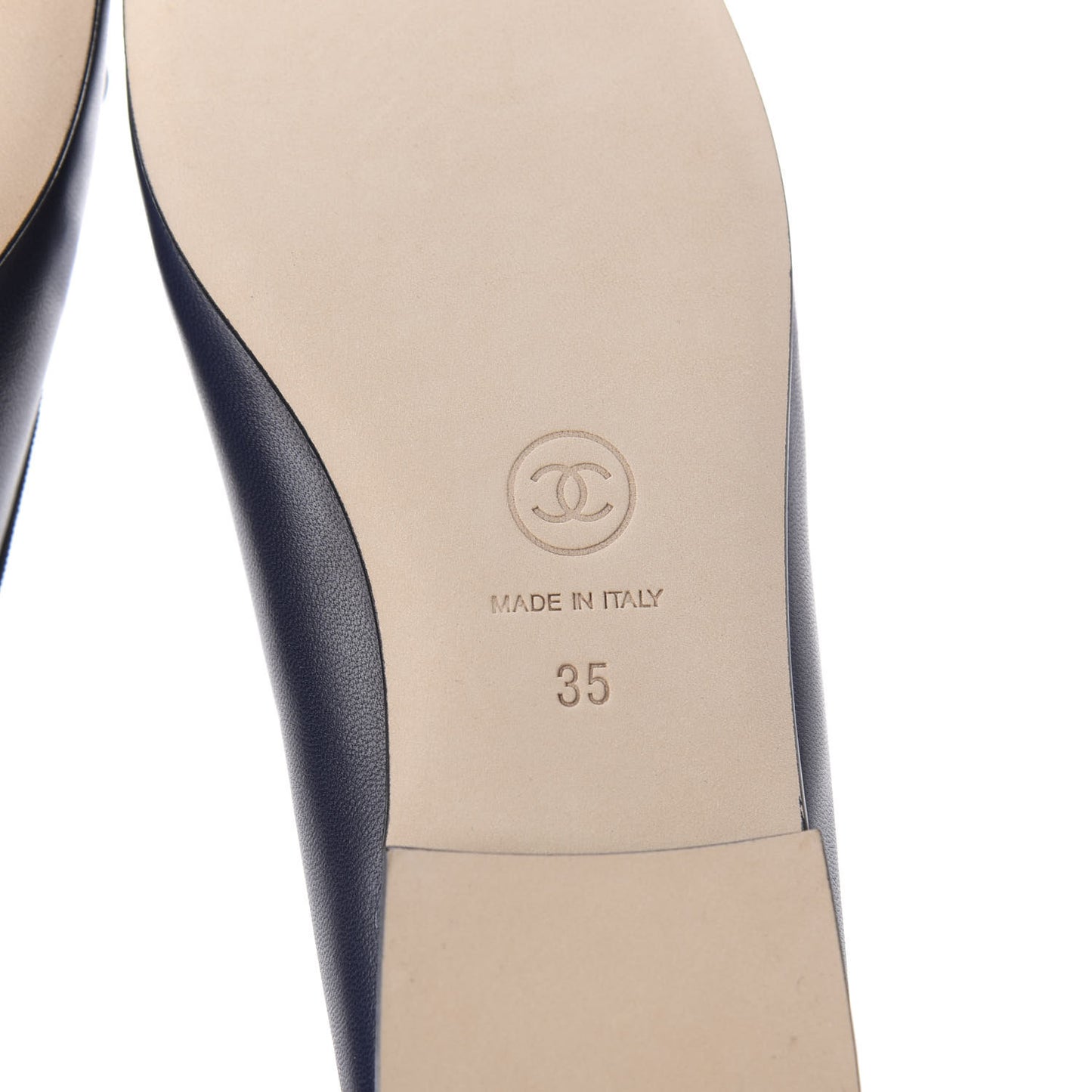 Lambskin CC Cap Toe Ballerina Flats 35 Navy