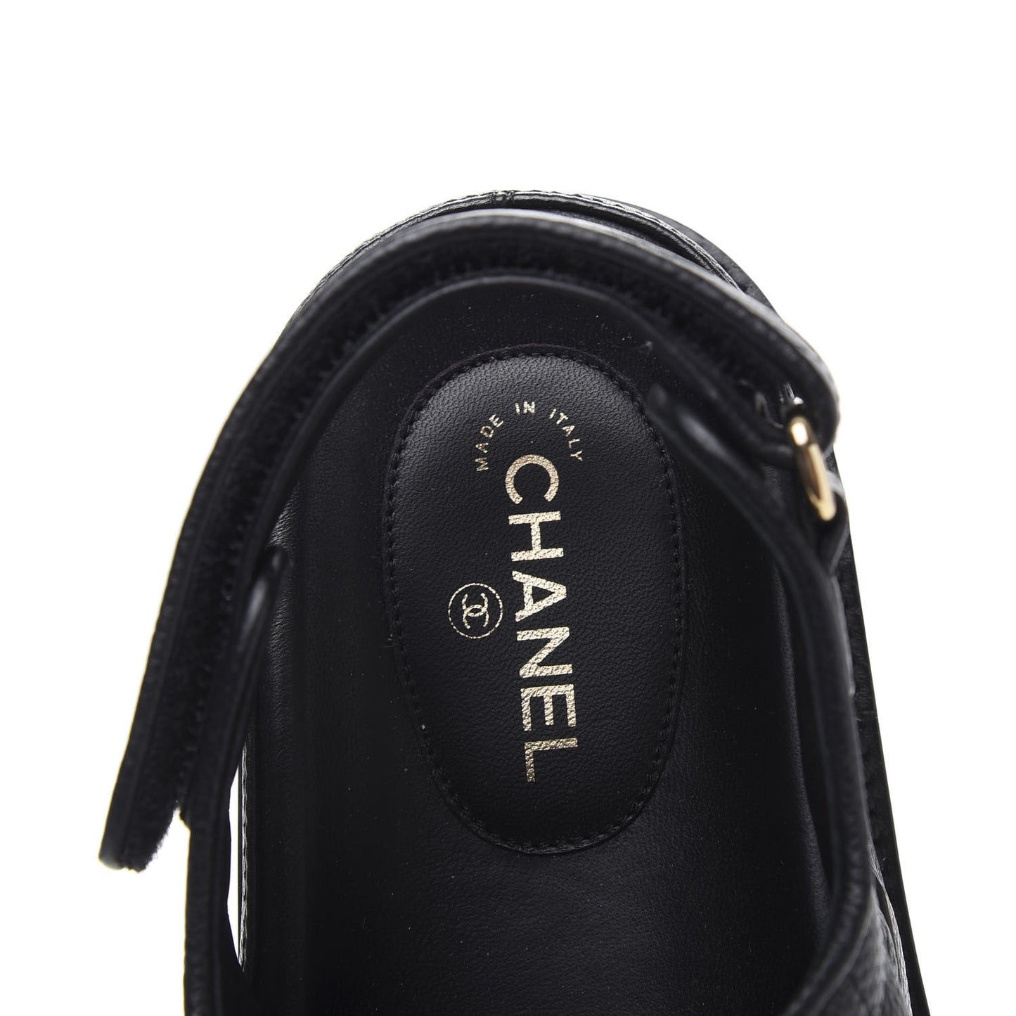 Grained Calfskin Velcro Dad Sandals 39 Black