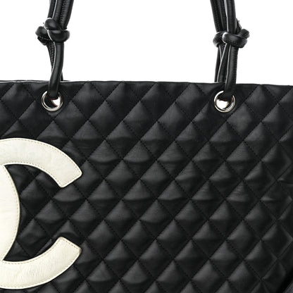 Chanel Calfskin Quilted Large Cambon Tote Black White 8 of 13