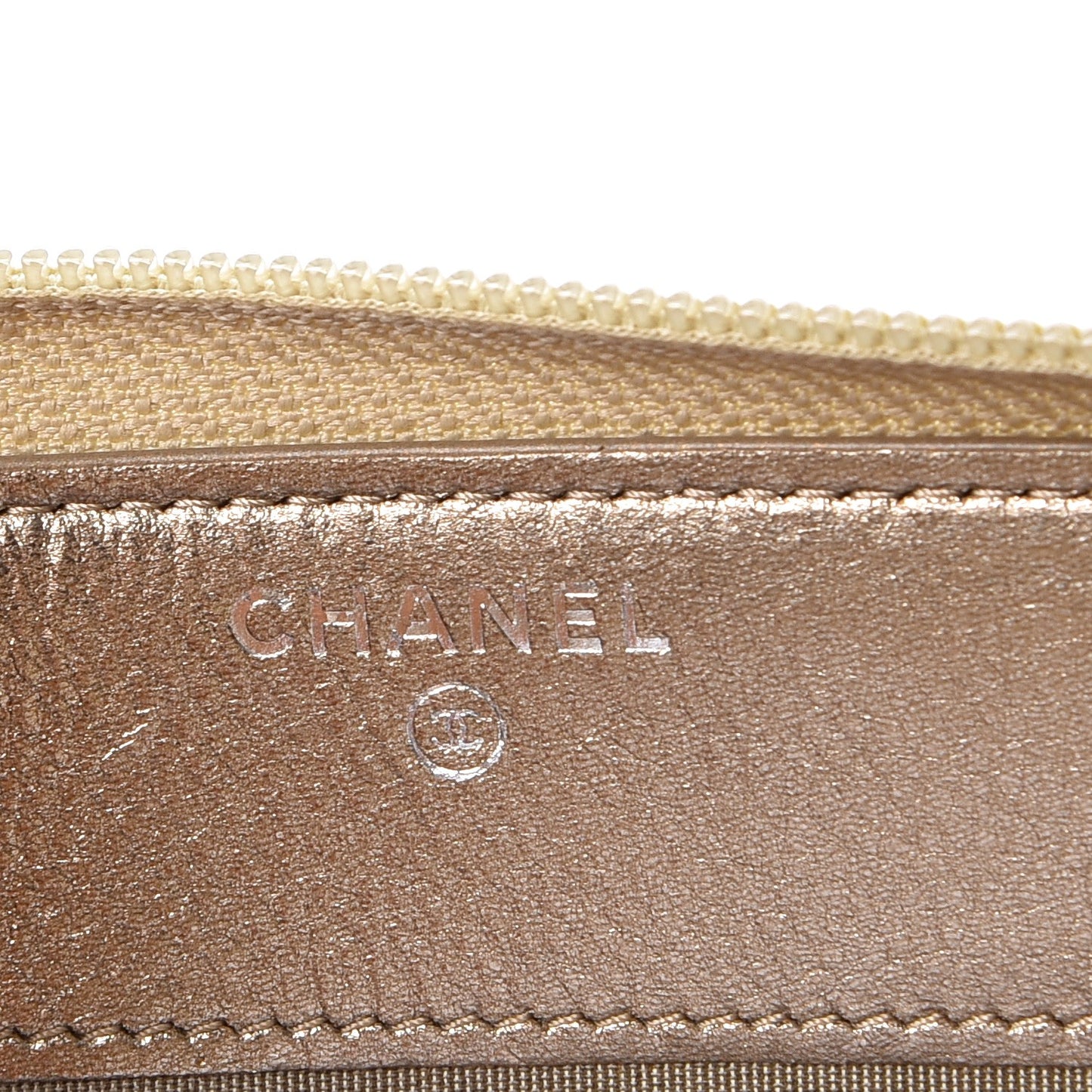 Metallic Lambskin Quilted Boy Zip Around Wallet Gold